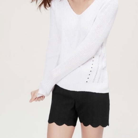 LOFT Pants - LOFT Scalloped Riviera Side Zipper Shorts Black